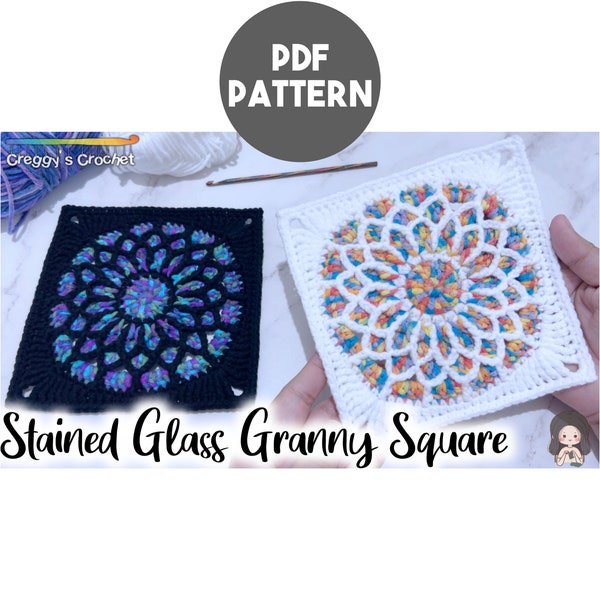 Crochet Glasmalerei Oma Square | PDF-Schnittmuster