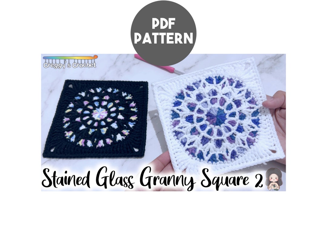 Crochet Stained Glass Granny Square 2 PDF Pattern Etsy