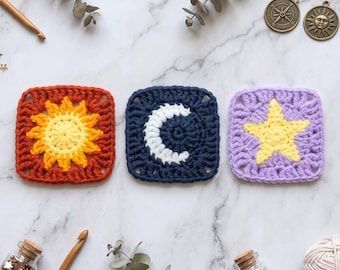Crochet Celestial Trio Granny Square | PDF Pattern (Easy Version)