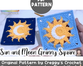 Crochet Sun and Moon Granny Square | PDF Pattern