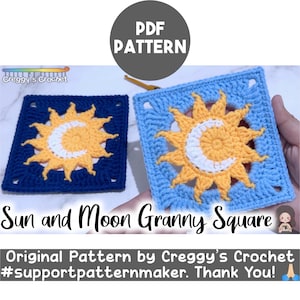 Gehäkelte Sonne und Mond Oma Quadrat | PDF-Schnittmuster
