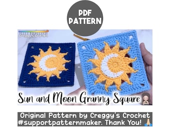 Crochet Sun and Moon Granny Square | PDF Pattern