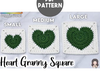 Crochet Heart Granny Square (3 Sizes) | PDF Pattern