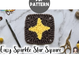 Crochet Easy Sparkle Star Granny Square | PDF Pattern
