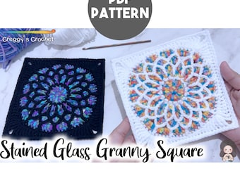 Crochet Stained Glass Granny Square | PDF Pattern