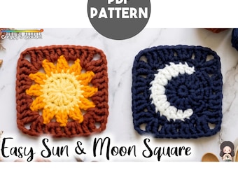 Crochet Easy Sun & Moon Granny Square | PDF Pattern