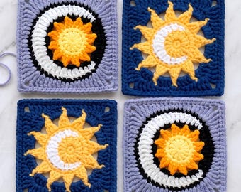 Crochet Sun and Moon Granny Square (Versions 1 & 2 Bundle) | PDF Pattern