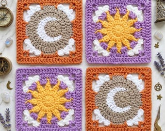 Crochet Sky Series Bundle: Sun & Moon Clouds (2-in-1 Pack) | PDF Pattern