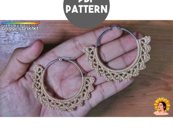 Crochet Boho Hoop Earrings | PDF Pattern