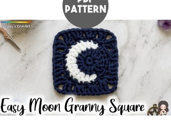 Crochet Easy Moon Granny Square | PDF Pattern