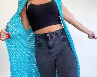 Vintage Women’s Knitted Longline Vest ~ Size S/M
