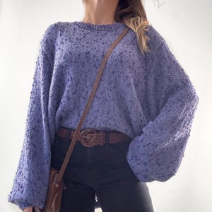 90s Vintage Women’s Knitwear ~ Size XL ~ Purple Knitted Jumper