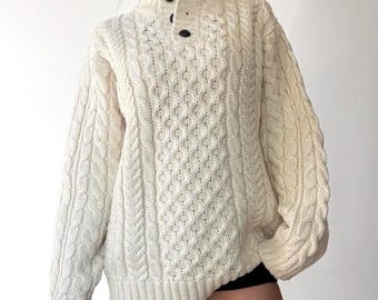 90s Vintage Damen Strickpullover aus reiner Wolle ~ Größe L