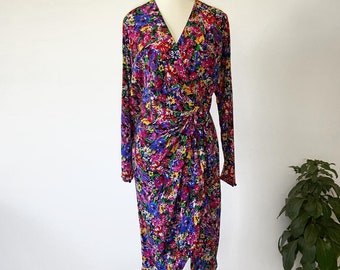 80’s Vintage Womens Dresses Size XS Silk Floral Cocktail Dress