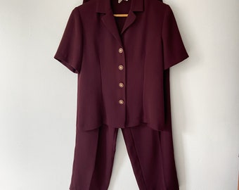 90’s Vintage ~ Women’s Suit ~ Size S ~ Burgundy Pants & Blazer