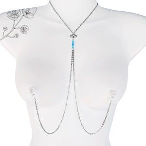 Lotus Necklace to Nipple Nooses: Non Pierced Nipple Rings, Blue Crystal Beads