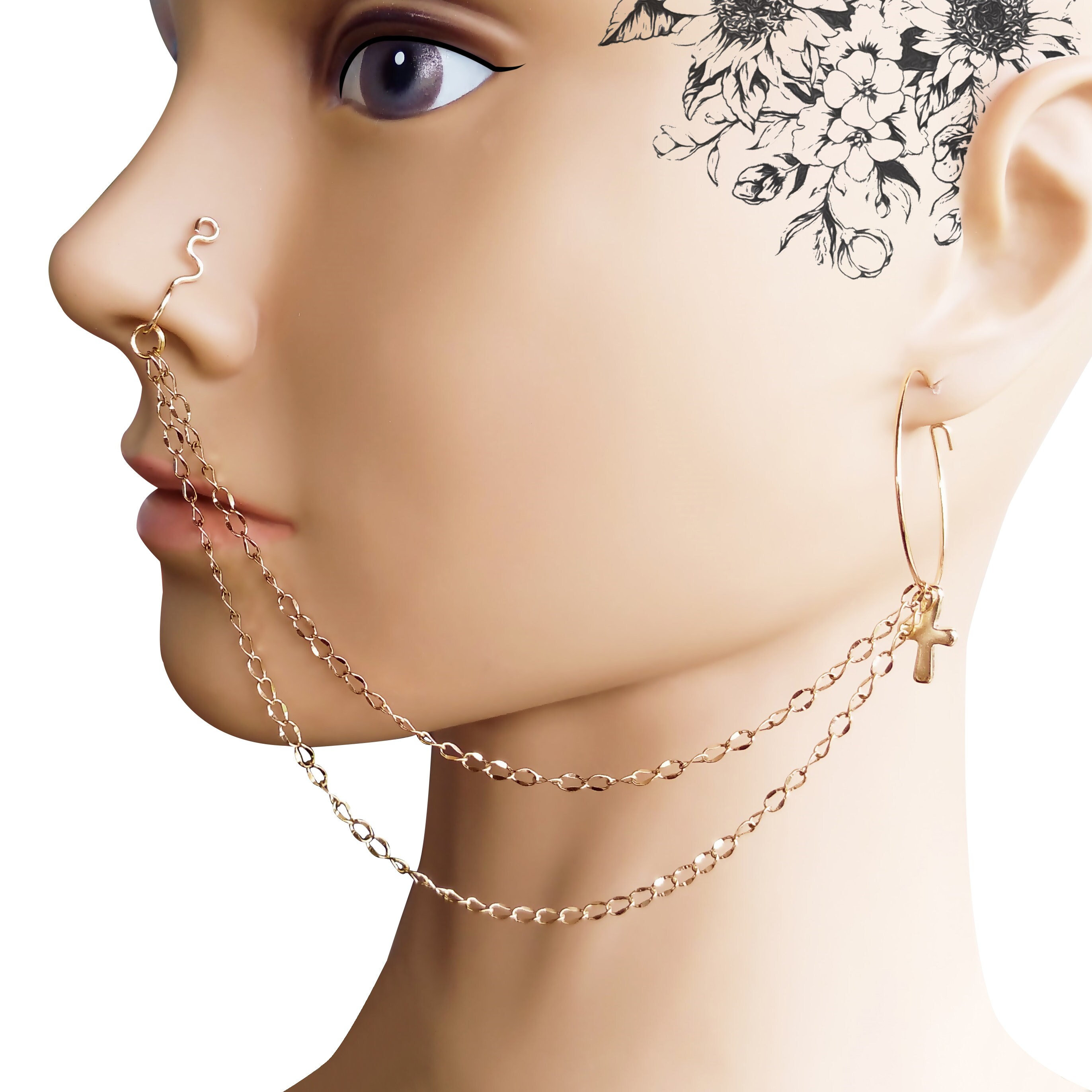 Give Me Flowers Nose Cuff and Chain