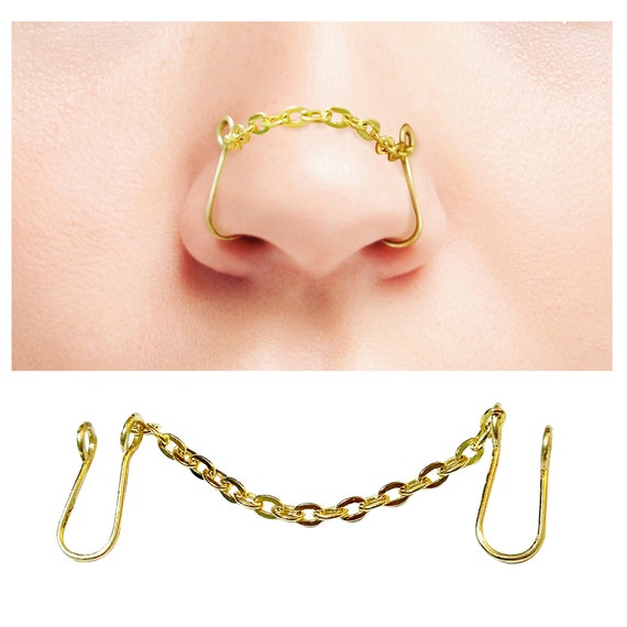 Nostril Double No Piercing Nose Chain Fake Nose Ring Nose Clip