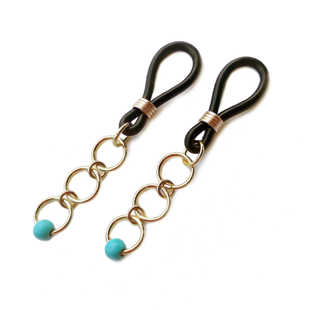 Triple Circle Nipple Nooses Adjustable Gold Turquoise Fake Nipple