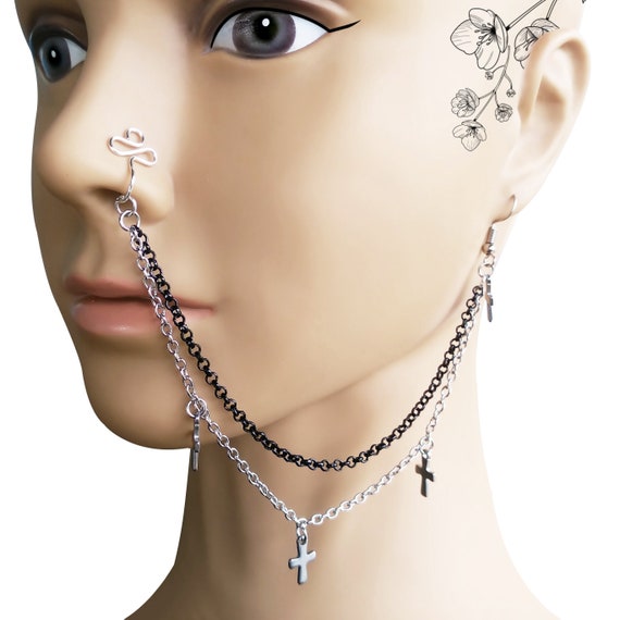 Fake nose cheap to ear chain