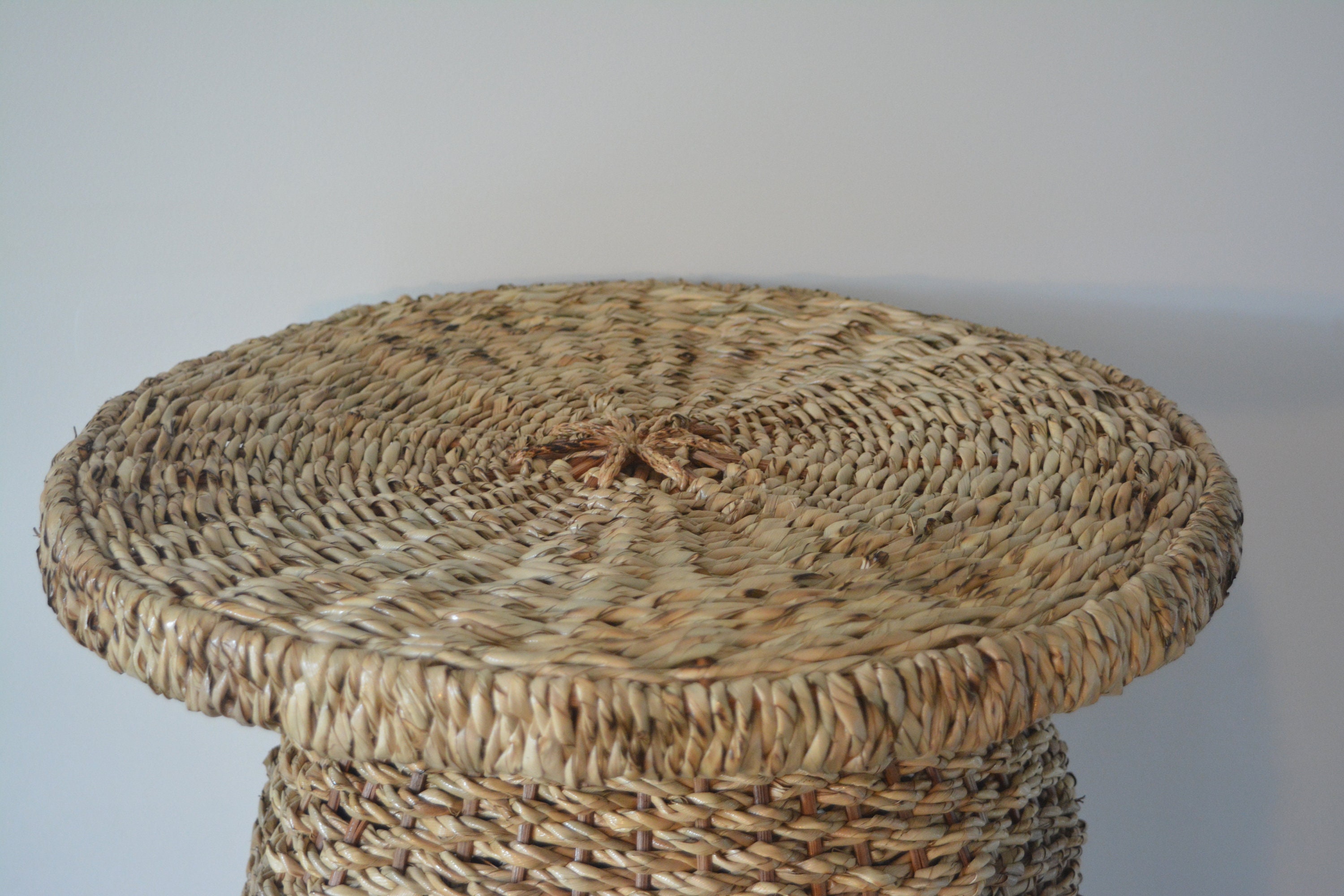Vintage raffia side table Etsy
