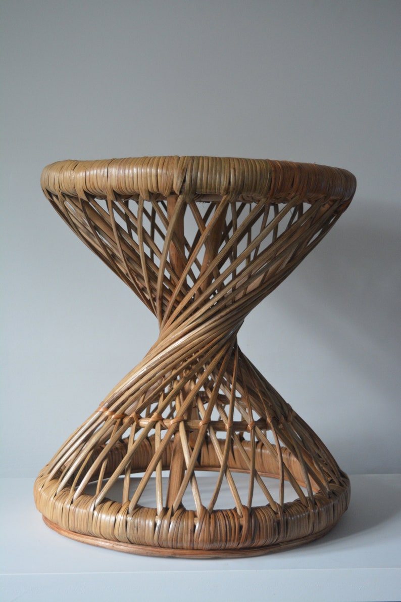 Vintage rattan side table Etsy