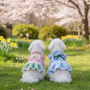 Crochet Dog Dress Pattern PDF – Ruffle Pet Outfit with Bow (Digital Download)