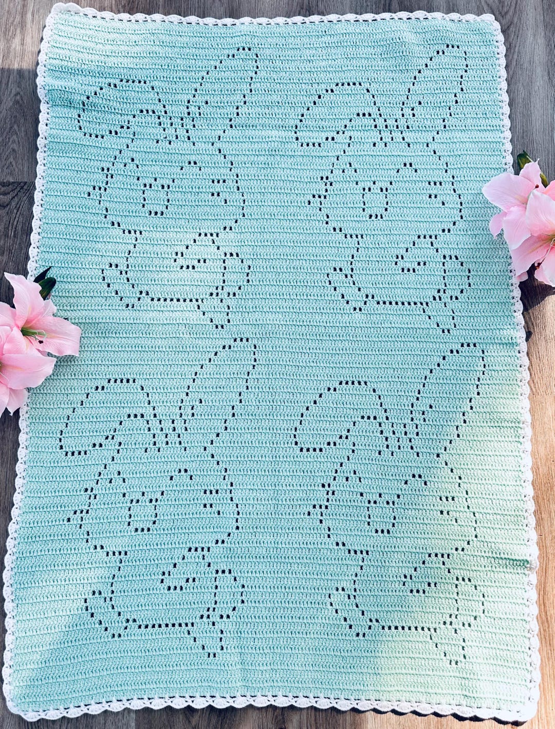 Crochet Bunny Baby Blanket Pattern, Rabbit Nursery Afghan (PDF Pattern ...