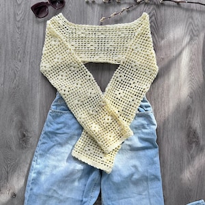 Crochet Shrug Sleeves Pattern-Women Crochet Top-perfect festival wear, beach cover-up, boho layering-Clover crochet top-Summer top-any size
