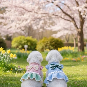 Handmade Crochet Dog Dress Pattern with Bow, Ruffle Pet Outfit, Custom Pet Gift