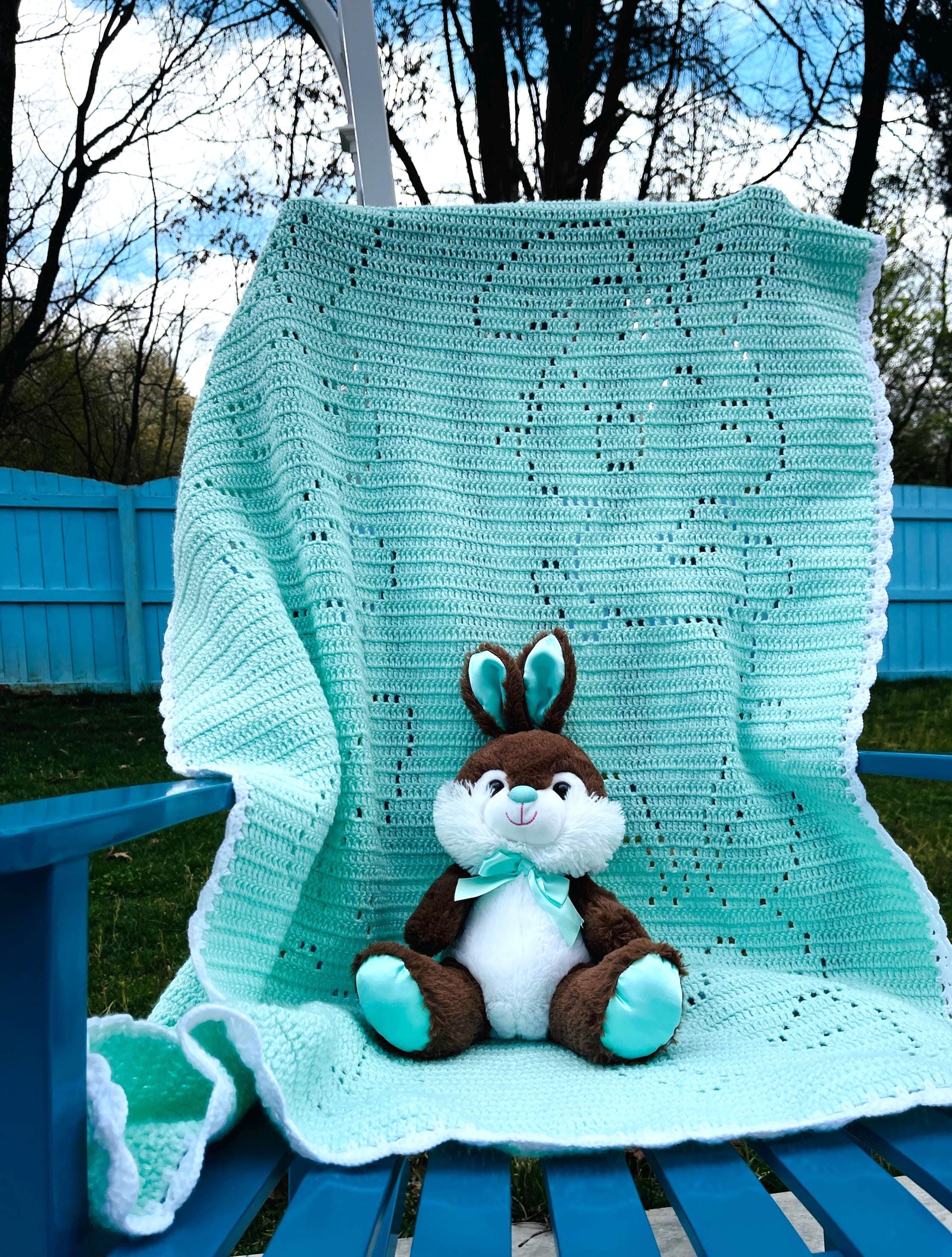 Crochet Bunny Baby Blanket Pattern, Rabbit Nursery Afghan (PDF Pattern ...