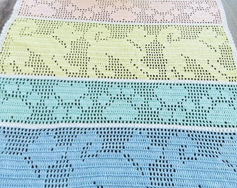 Rainbow Puppy Crochet Blanket Pattern || Easy Animal Blanket Design for Home Decor or Baby Gift