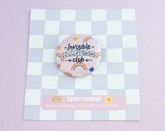 Invisible Illness Club Button Pin Abzeichen - Chronische Krankheit, Spoonie, Bewusstsein für Behinderung