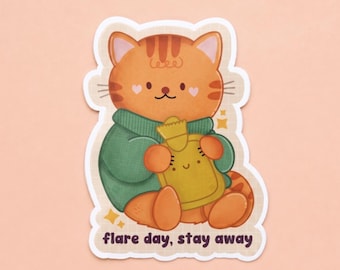 Flare Day Stay Away süßer Katzen Aufkleber - Chronische Krankheit, chronischer Schmerz, Spoonie, unsichtbare Behinderung