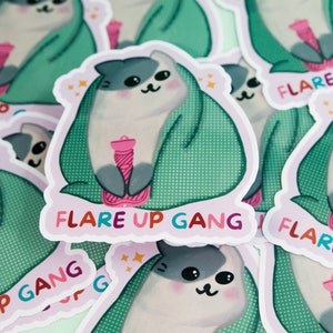 Pegatina de gato de Flare Up Gang - Enfermedad crónica, dolor crónico, Spoonie