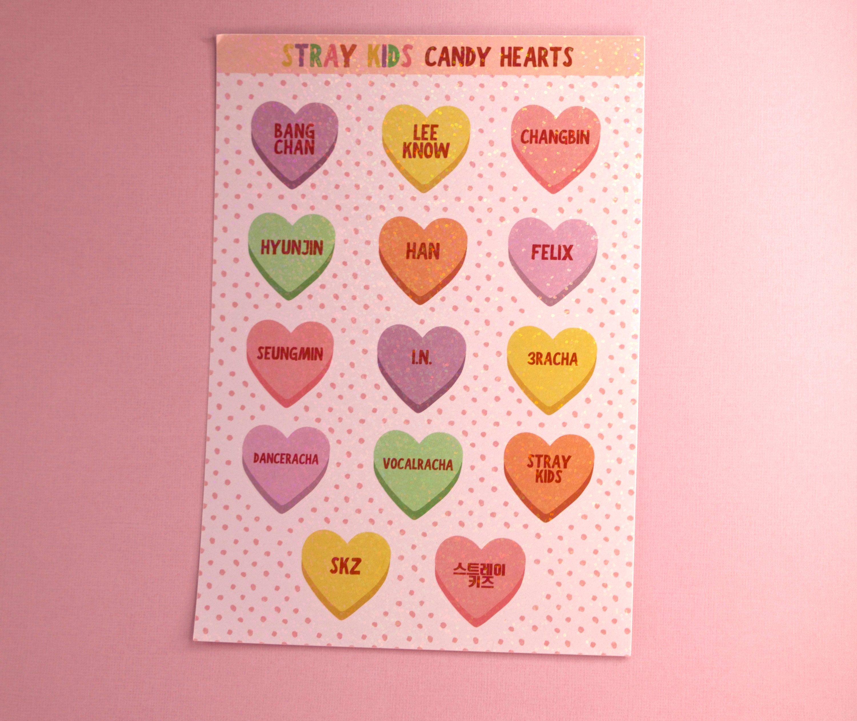 Stray Kids SKZ Member's Names Candy Hearts - Holographic Glitter