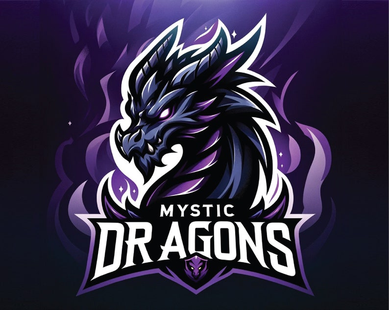 May include: A purple and black dragon head mascot logo with the text "MYSTIC DRAGONS" below. The dragon has a fierce expression and is set against a purple and black background.
