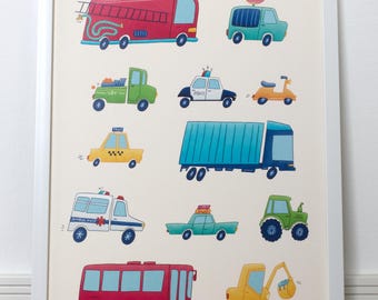 Car Vehicle Poster – Wall Art for Baby & Kids Room – Nursery Decor – 30x40 cm