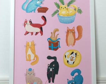 Kitten Poster – Cat Wall Art for Baby & Kids Room – Nursery Decor – 30x40 cm