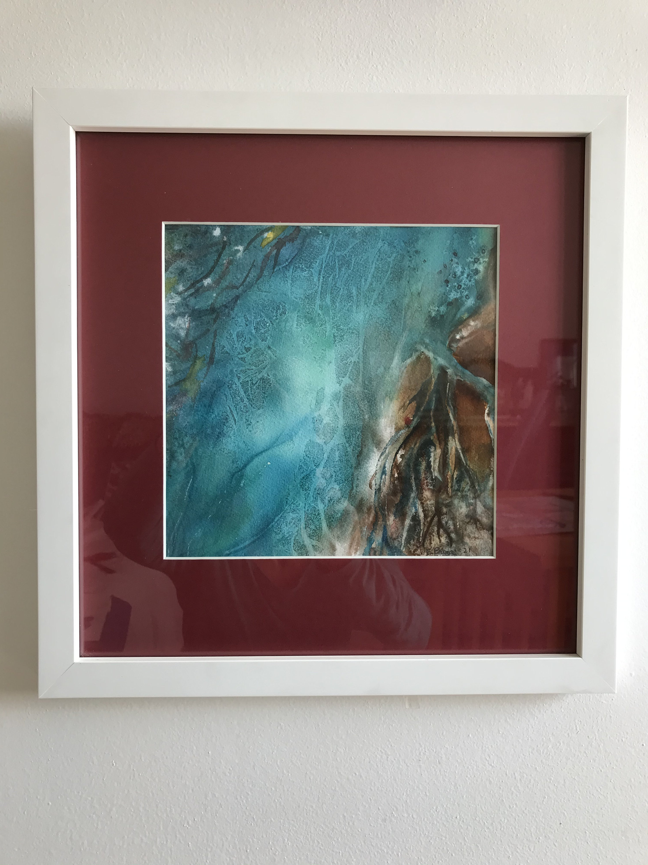 Impression Originale Aquarelle Turquoise Abstrait