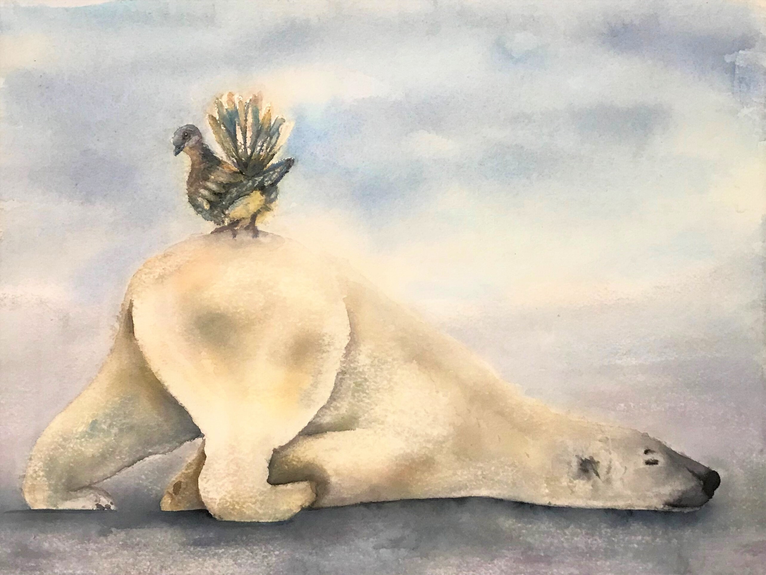 Aquarelle Ours Polaire Impression Tourterelle