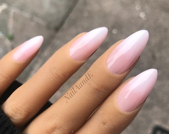 French Soft Ombre | False Nails | Custom Press On Nails | Luxury False Nails | Cute Glue On Nails | Lots of Shapes and Lengths Available