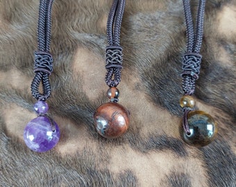 Halsketten mit Amethyst oder roten bzw. gelben Tigeraugen Perlen, handgemachter Schmuck