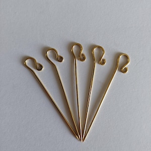 5 giving needles, cloth needles, headscarf pin, Middle Ages, garment, brass, handcraft