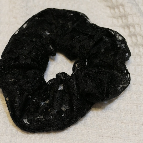 Black lace floral scrunchies