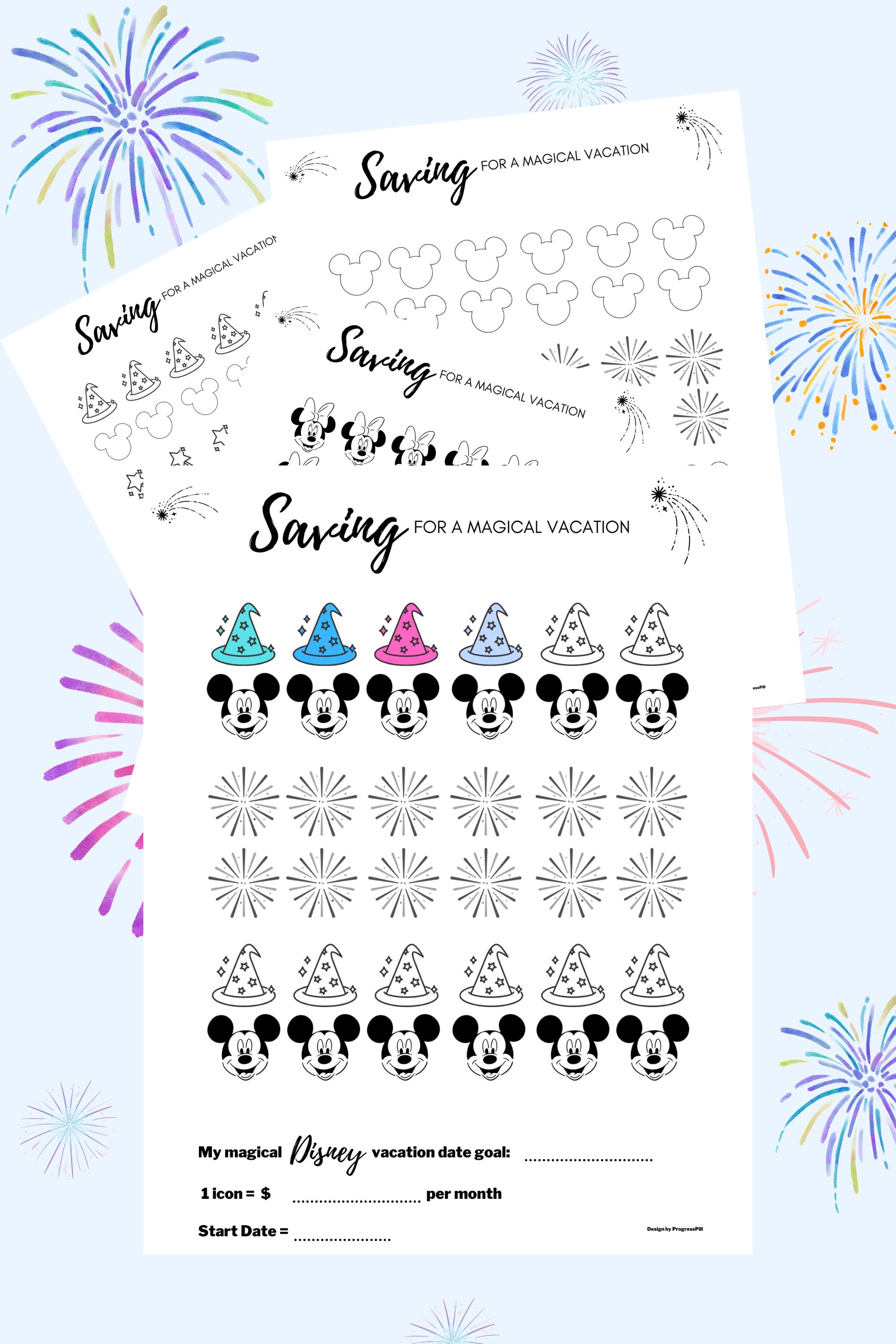Disney Vacation Savings Tracker-Fun Inspirational Coloring | Etsy