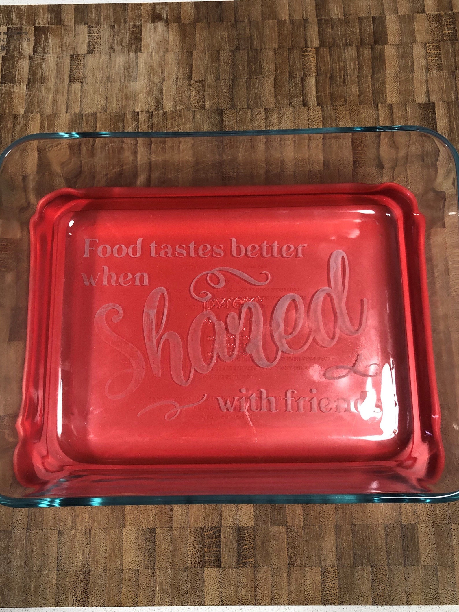 Etched Glass 22x33 Baking Dish with Lid Etsy