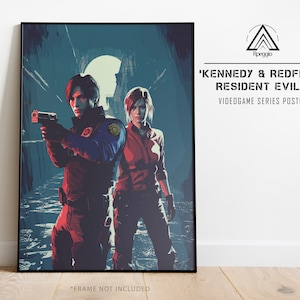 Resident Evil 2 Leon Kennedy Claire Redfield Poster Wall Art | Rpeggio