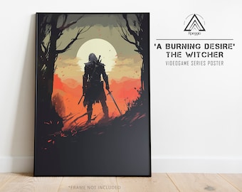 Silhouette Painting of Geralt of Rivia | The Witcher Artwork | Gaming Decor | Rpeggio