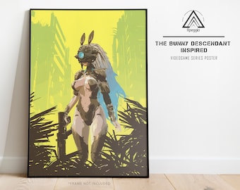The First Descendant Bunny Poster, Dynamic Sci-Fi Videogame Art